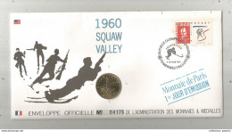 Monnaie De Paris + Enveloppe Officielle Administrati Monnaies Médailles 1960 Squaw Valley Jeux Olympique Méribel - Altri & Non Classificati