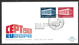 PAYS-BAS. N°893-4 Sur Enveloppe 1er Jour (FDC) De 1969. Europa'69. - 1969