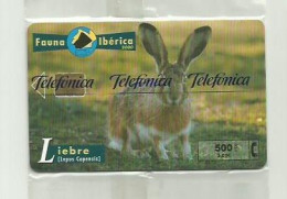 ESPAÑA 2000 - TARJETA TELEFONICA - FAUNA IBERICA - LA LIEBRE -  500 PESETAS (NUEVA Y PRECINTADA) - Emisiones Privadas