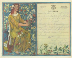 BELGIË/BELGIQUE :1948: Telegram/Télégramme N° 15 : Ontwerp Van R. STREBELLE : MUSIC,HARP,FLORA,KLEDIJ,CLOTHES, - Telegrammi