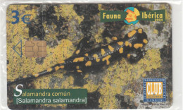 ESPAÑA - TARJETA TELEFONICA - FAUNA IBERICA - SALAMANDRA COMUN - 3 EUROS (NUEVA Y PRECINTADA) - Emissions Privées