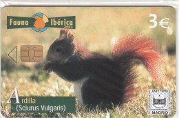 ESPAÑA - TARJETA TELEFONICA - FAUNA IBERICA - ARDILLA (SCIURUS VULGARIS) - 3 € (NUEVA Y PRECINTADA) - Emissions Privées