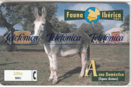 ESPAÑA - TARJETA TELEFONICA - FAUNA IBERICA - ASNO (EQUUS ASINUS) - 500 PTAS (NUEVA Y PRECINTADA) - Emissions Privées