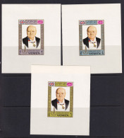 Yemen 1968 Human Rights 2 Imperf Sheets Churchill Gold Frame 15433 - Sir Winston Churchill