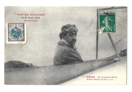 !!! CARTE POSTALE AVEC VIGNETTE DES FÊTES D'AVIATION DE NANTES, AOÛT 1910, PETITS DÉFAUTS - Luftfahrt