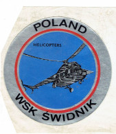 Ancien Autocollant Aéronautique Hélicoptères Polonais WSK SWIDNIK - PZL-Świdnik - Aviazione