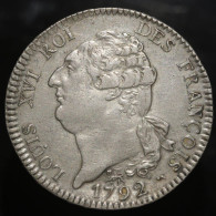 France, Louis XVI, Ecu De 6 Livres - Type FRANCOIS, 1792 (Sem. 2), A - Paris, Argent (Silver), TTB+ (EF), KM#615, G.55 - 1791-1792 Constitution