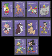 1962 DISNEY POLAND  MATCHBOX LABEL SET 40/50Gr Z#393/402 BAMBI, MICKEY MOUSE, DONAL DUCK, PLUTO PINOCCHIO, FIGARO ETC - Cajas De Cerillas - Etiquetas