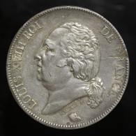 France, Louis XVIII, 5 Francs, 1824, MA - Marseille, Argent (Silver), TTB+ (EF), KM#711.10, G.614, F. 309/94 - 5 Francs