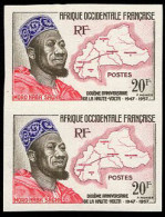 FRENCH WEST AFRICA(1958) Moro Naba Sagha. Map Of Upper Volta. Imperforate Pair. Scott No 84, Yvert No 73. - Autres & Non Classés