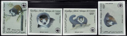 COMOROS(1987) Mongoose Lemur. WWF. Set Of 4 Imperforates. Scott Nos C171-4, Yvert Nos PA237-40. - Comores (1975-...)