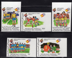 COMOROS(1981) Spain World Cup. Set Of 5 Imperforates. Scott Nos 507-11, Yvert Nos 332-6. - Comores (1975-...)