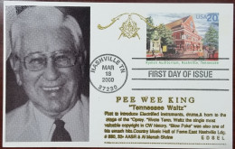 PEE WEE KING,Tennessee Waltz, Masons Grand Lodge , Freemasonry, Mason, Golden Masonic Postmark, Postal Stationery Card - Freemasonry
