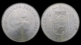 Netherlands 10 Gulden 1973- Government Anniversary Of Juliana - 10 Florín Holandés (Gulden)