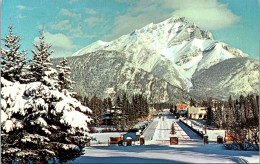 Canada Banff Main Street Showing Cascade Mountains In Background In Winter - Banff