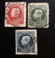 Belgique 1922 -1923 Steel Print &  1925 New Colors- Georges Montenez  – 75c, 1Fr & 2Fr Used - 1921-1925 Piccolo Montenez