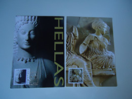 GREECE 2 MAXIMUM CARDS 2007  STATUE  KORE PHRASSIKLEA AND ARTEMIS - Maximum Cards & Covers