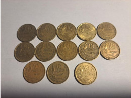 FRANCE    Lot De 13  Monnaies 10 Francs Guiraud ( La Serie Complete )   ( 102 ) - Alla Rinfusa - Monete