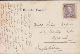 1909. HORTA. 20 REIS Carlos I On Postcard (Horta, Fayal, Acores. Vista Do Pico) To England.  (MICHEL 17) - JF442876 - Horta