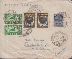 1939. RODI. Very Unusual Espresso  Via Aerea Cover To Frankenberg, Sa, Germany With 2 Ex 50 ... (Michel 173+) - JF443680 - Egeo (Rodi)