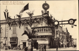 CPA Valletta Malta, Malta-Kongress 1913, Dekoration Des St.-Georgs-Platzes - Malte