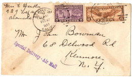 (R113) USA Scott # C19 & #  E 12 - Special Delivery Air Mail - Alameda (Calif) - Buffalo - Chicago Air Mail Field - 1937 - 1c. 1918-1940 Cartas & Documentos