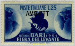 167094 MNH TRIESTE Zona A 1951 15 FERIA DEL LEVANTE EN BARI - Altri & Non Classificati