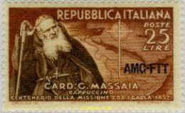 167206 MNH TRIESTE Zona A 1952 CENTENARIO DE LA PRIMERA MISION DEL CARDENAL MASSAIA A ETIOPIA - Autres & Non Classés