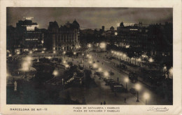 ESPAGNE - Barcelone - Barcelona De Nit - Place De Catalunya - Rambles - Animé - Carte Postale Ancienne - Barcelona