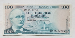 BILLET DE BANQUE - ISLANDE - P.44 -100 KRONUR - 1961 - PORTRAIT DE GUNNARSSON - MOUTONS - EGLISE - VOLCAN - Islande