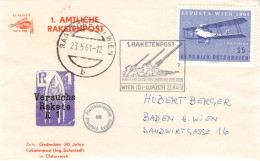 ÖSTERREICH - 1. AMTLICHE RAKETENPOST 23.5.1961 / YZ491 - Eerste Vluchten