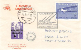 ÖSTERREICH - 1. AMTLICHE RAKETENPOST 23.5.1961 / YZ491 - Premiers Vols