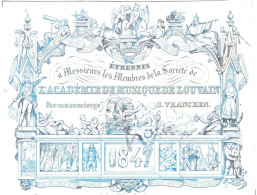 Belgique "Carte Porcelaine" Porseleinkaart, Etrennes Académie De Musique, 1847, Louvain, Leuven, Dim:177x141mm - Porcelaine