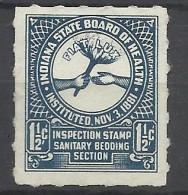 USA  Fiscal Indiana   Santé  Inspection Sanitaire Percé En Ligne  Neuf ( *) B/ TB  Voir Scans  Soldé  ! ! ! - Revenues