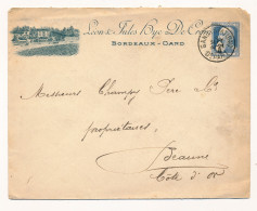 ENVELOPPE 1906   LEON & JULES HYE - DE CROM??? BORDEAUX - GAND A BEAUME COTE D'OR       LOOK SCANS - 1905 Grosse Barbe