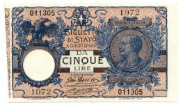 5 LIRE BIGLIETTO DI STATO VITTORIO EMANUELE III FLOREALE 05/11/1914 SUP+ - Andere