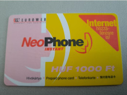HONGARIA / PREPAID/ 1000 FT/ INTERNET/ NEO PHONE INSTANT / THICK CARD / EUROWEB       Fine Used    **15258** - Ungarn