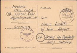 602227 | 1945, Ganzsache Der Britischen Zone Mit Postamtssiegel  | Essen (W - 4300), -, - - OC38/54 Occupation Belge En Allemagne