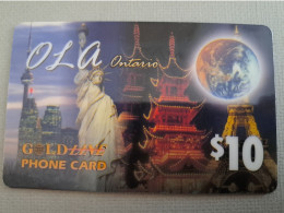 CANADA PREPAID / $10,-  OLA/ GOLD LINE PHONECARD/ FAMOUS STATUES    / VERY  FINE USED  **15271** - Canada
