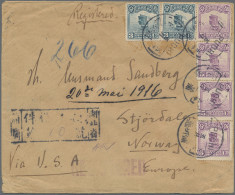 China: 1915, Registered Cover Addressed To Stjördalen, Norway Bearing Two Junk F - Lettres & Documents