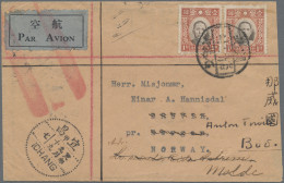 China: 1939, Airmail Cover Addressed To Norway Bearing Two SYS Chunghwa Printing - Brieven En Documenten
