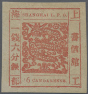 China - Shanghai: 1866 16ca Scarlet, Printing 62, Lower Half Of "1" Of "16" Brok - Andere & Zonder Classificatie