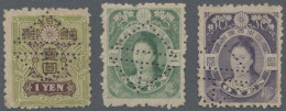 China-Taiwan: 1914, Japan 1 Y., 5 Y. And 10 Y. With Postal Savings From Perfin C - Used Stamps