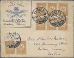 Holy Land: 1913, Envelope "CASA NOVA JERUSALEM" Bearing Eight Copies 5pa. Ocre A - Palestina