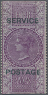 India - Service Stamps: 1866 Fiscal Stamp 4a. Purple Optd. "SERVICE/POSTAGE" In - Francobolli Di Servizio