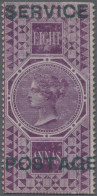 India - Service Stamps: 1866 Fiscal Stamp 8a. Purple Optd. "SERVICE/POSTAGE" In - Timbres De Service