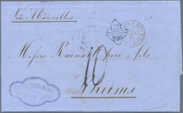 Japan: 1868, BPO Yokohama: Blue Anglo-French Accountancy Marking "GB/ 1Fr. 26c" - Other & Unclassified