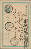 Japanese Post In Corea: 1888, Incoming Card 1 S. Blue From "Tokyo 28.9.11" To Se - Militärpostmarken