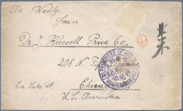 Camp Mail Tsingtau: Aonogahara, 1917 (ca.) Cover With Large Blue Camp Seal And H - Deutsche Post In China