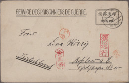 Camp Mail Tsingtau: Ninoshima, 1918, Camp Printed Envelope Pmkd. "Ninoshima 7.4. - Cina (uffici)